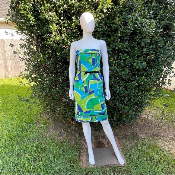 💋MAGGY London 70’s Psychedelic Funky Vintage Look Strapless Dress Size 10 - Picture 1 of 12
